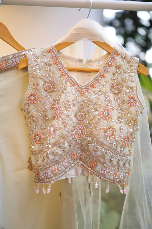 Ivory Eleganza Palazzo Set with sleeves