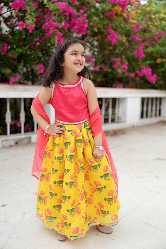 Pichwai Petals Girls Lehenga Set