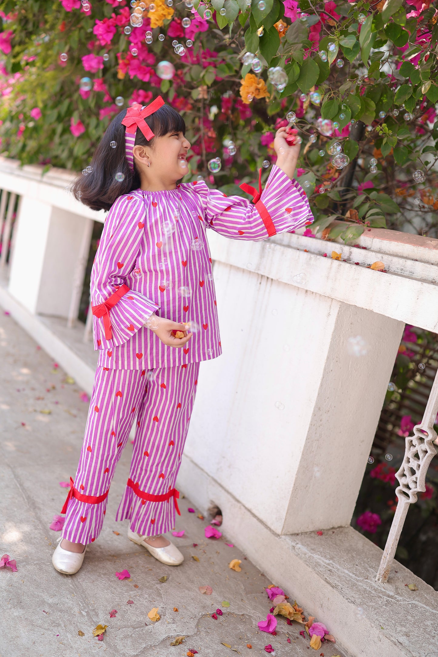 Heartstripe Snuggle Girls Nightsuit with Headband