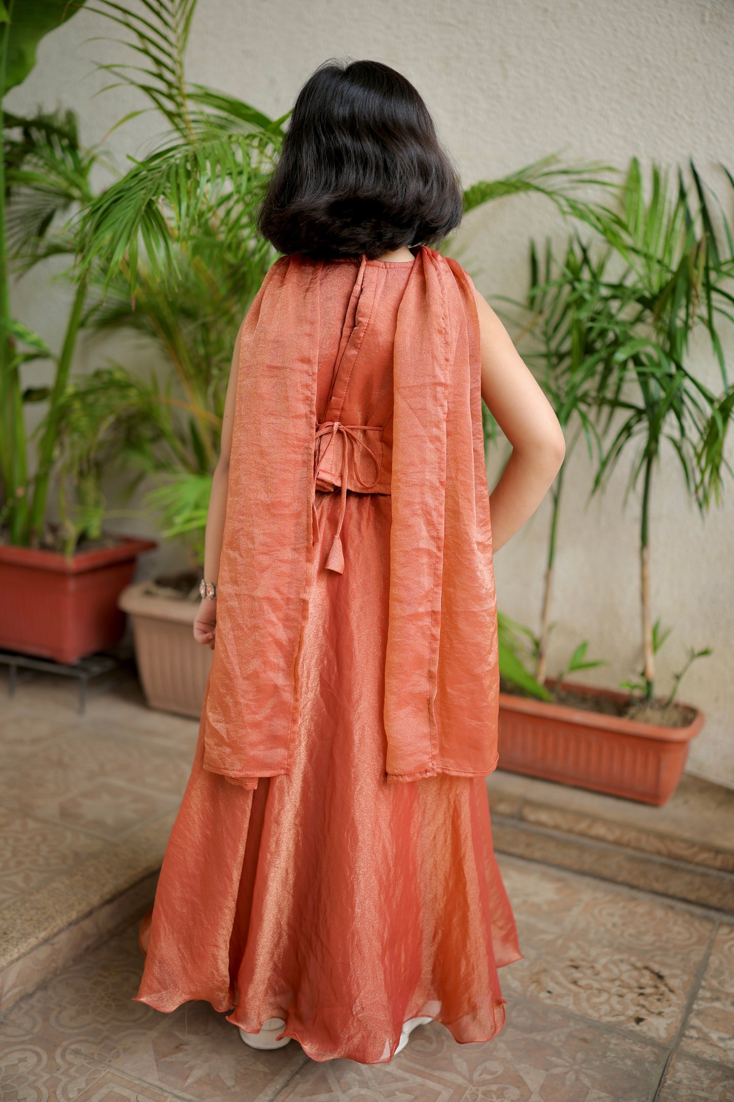 Copper Charm Girls Lehenga Set