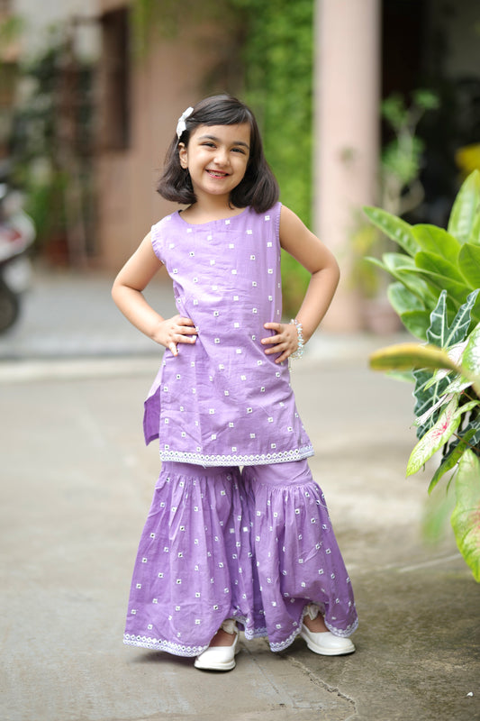 Lilac Noor Girls Sharara Set with dupatta