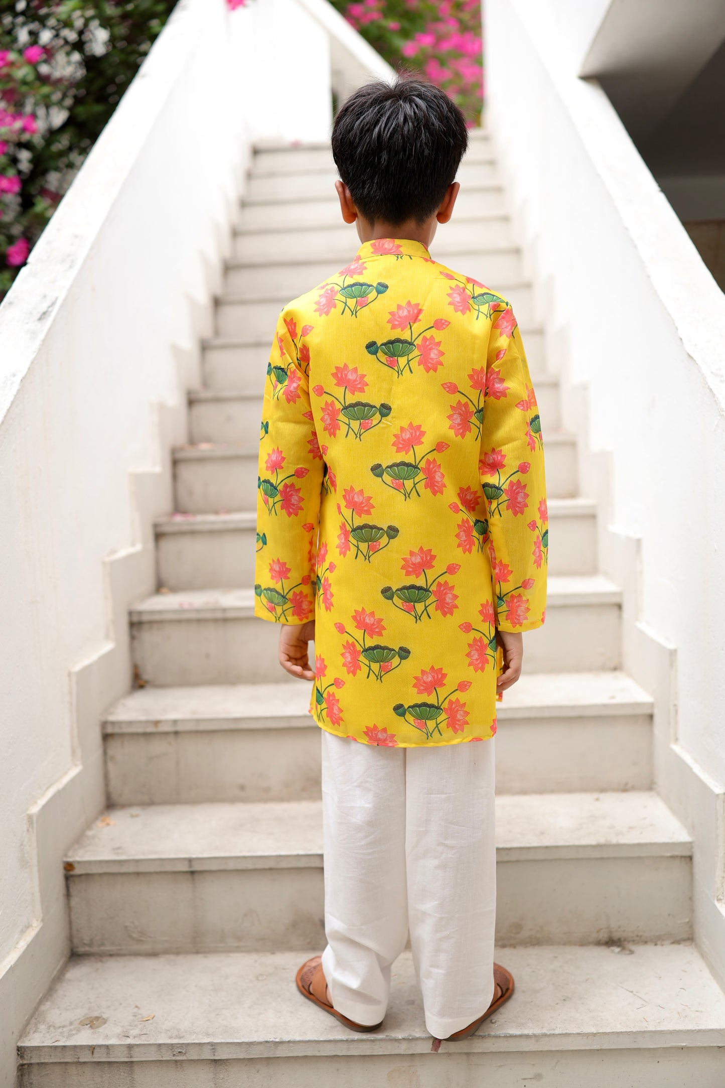 Pichwai Petals Boys Kurta Pyjama Set