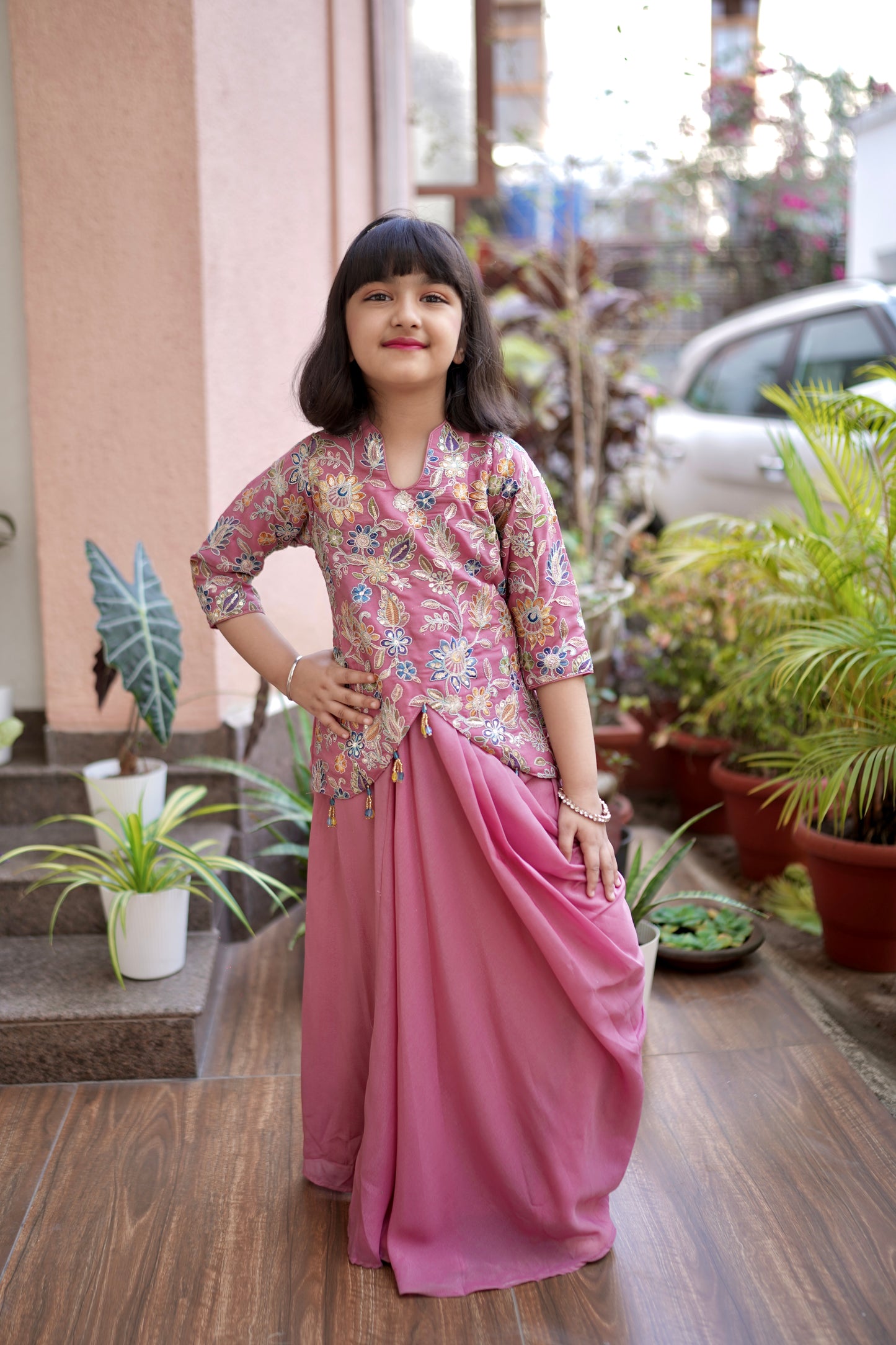 Fiza Floral Girls Tulip Skirt Set