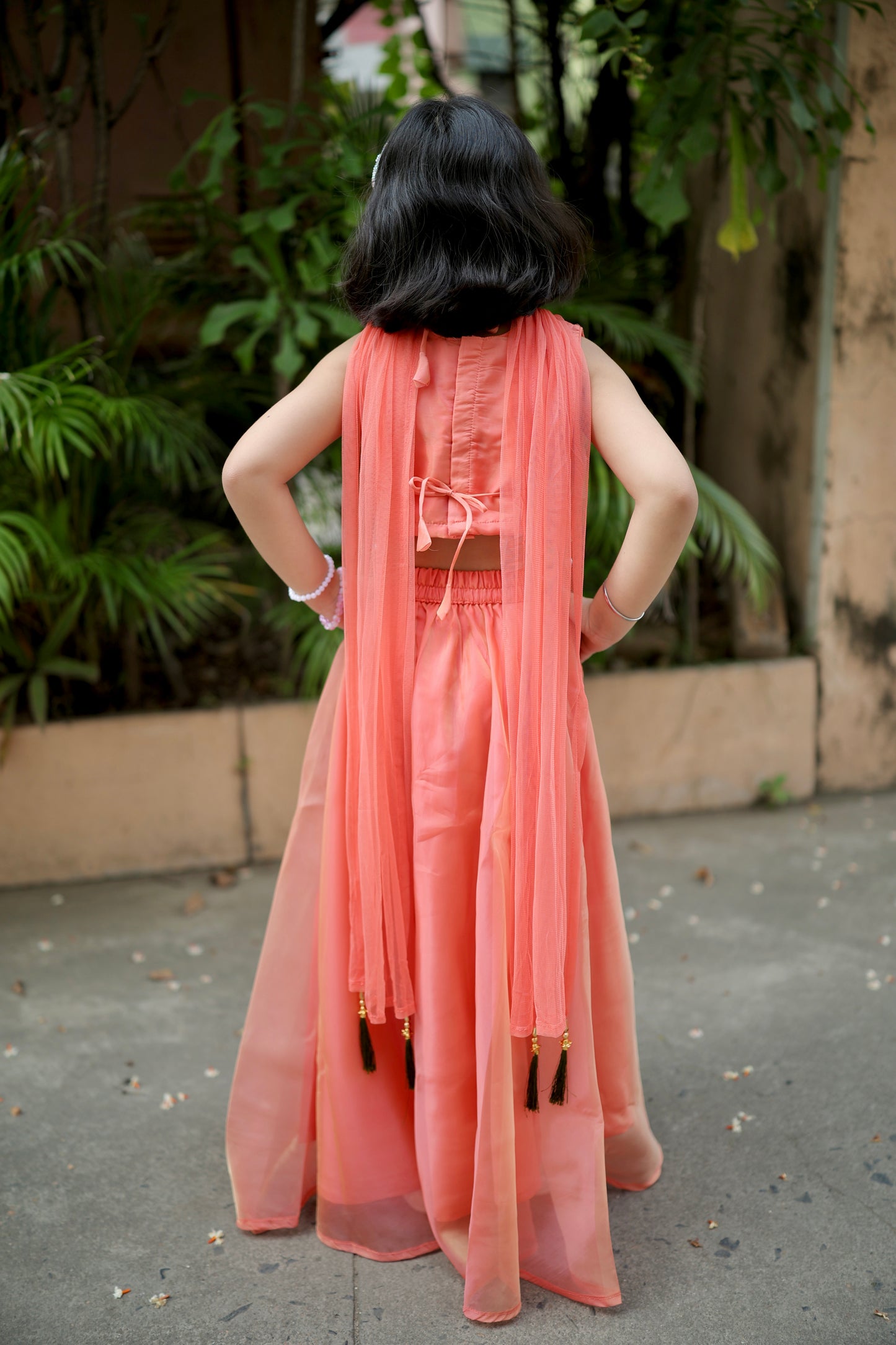 Peach Prism Girls Palazzo Set