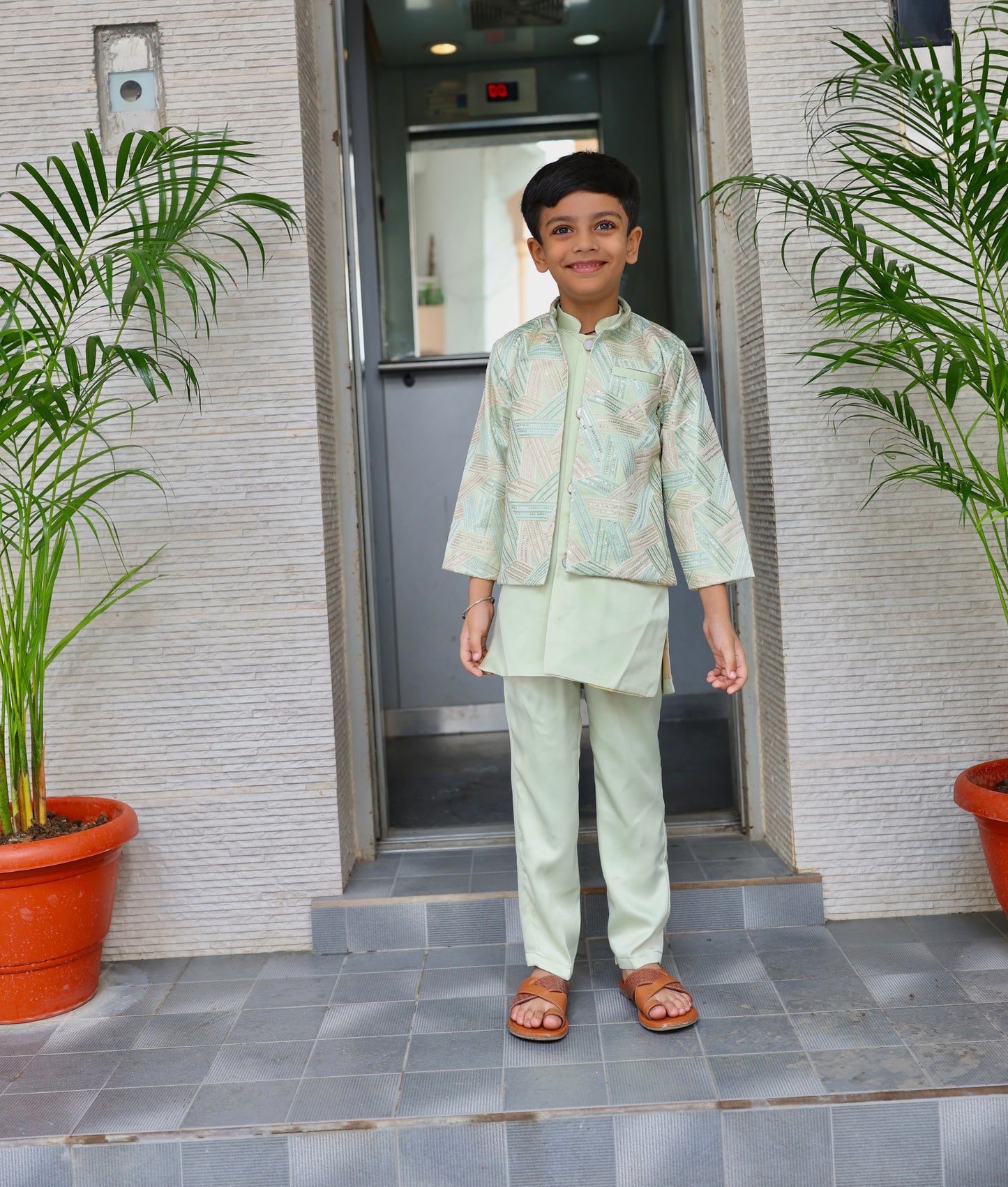 Mint Mosaic Boys Jodhpuri Set