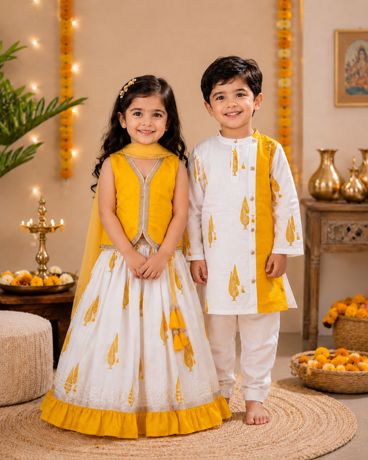 Marigold Muse Girls Lehenga Set
