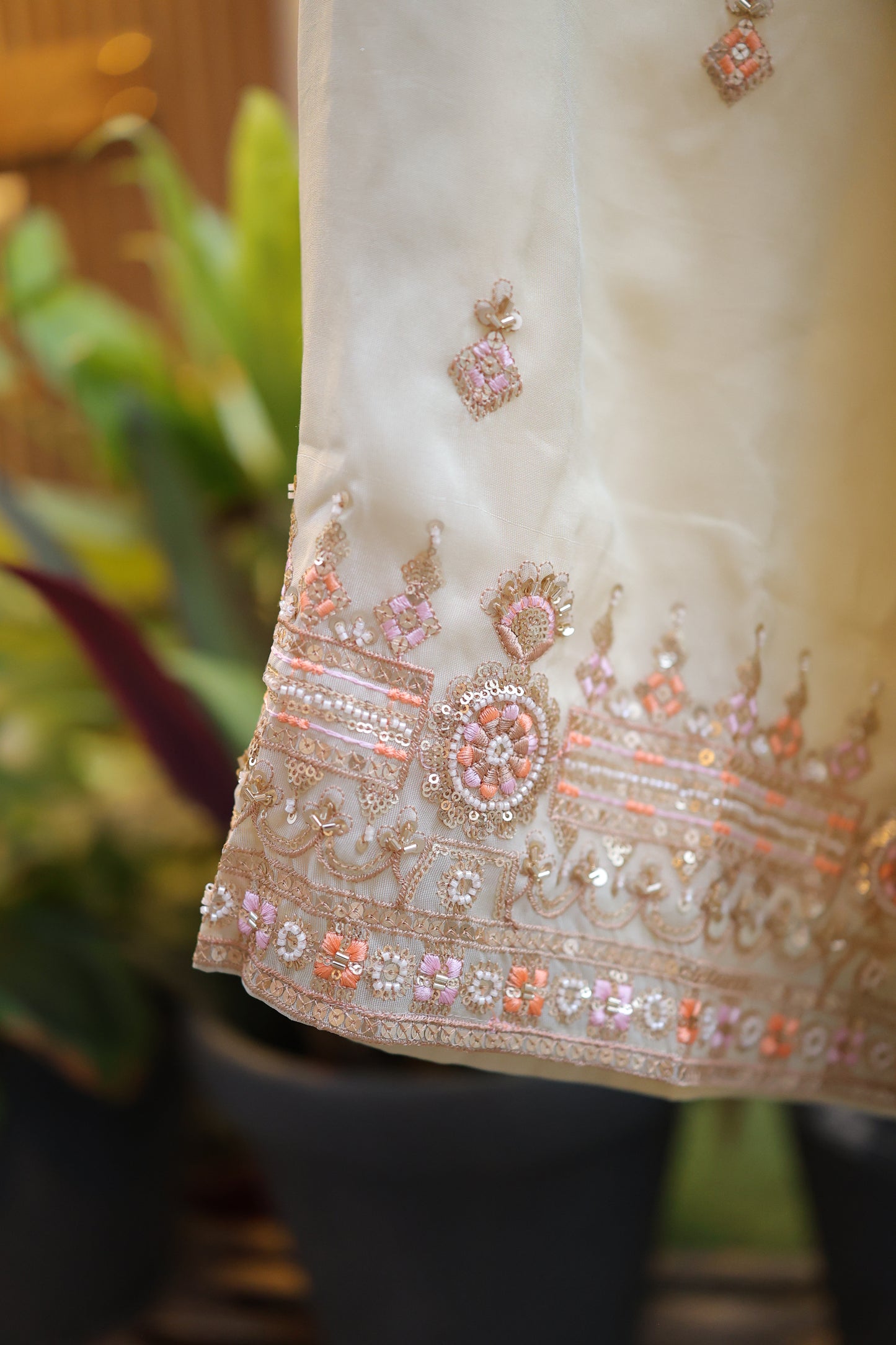 Ivory Eleganza Palazzo Set with sleeves