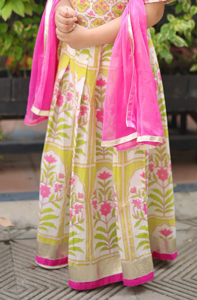Bandhan Bloom Girls Cotton Lehenga Set