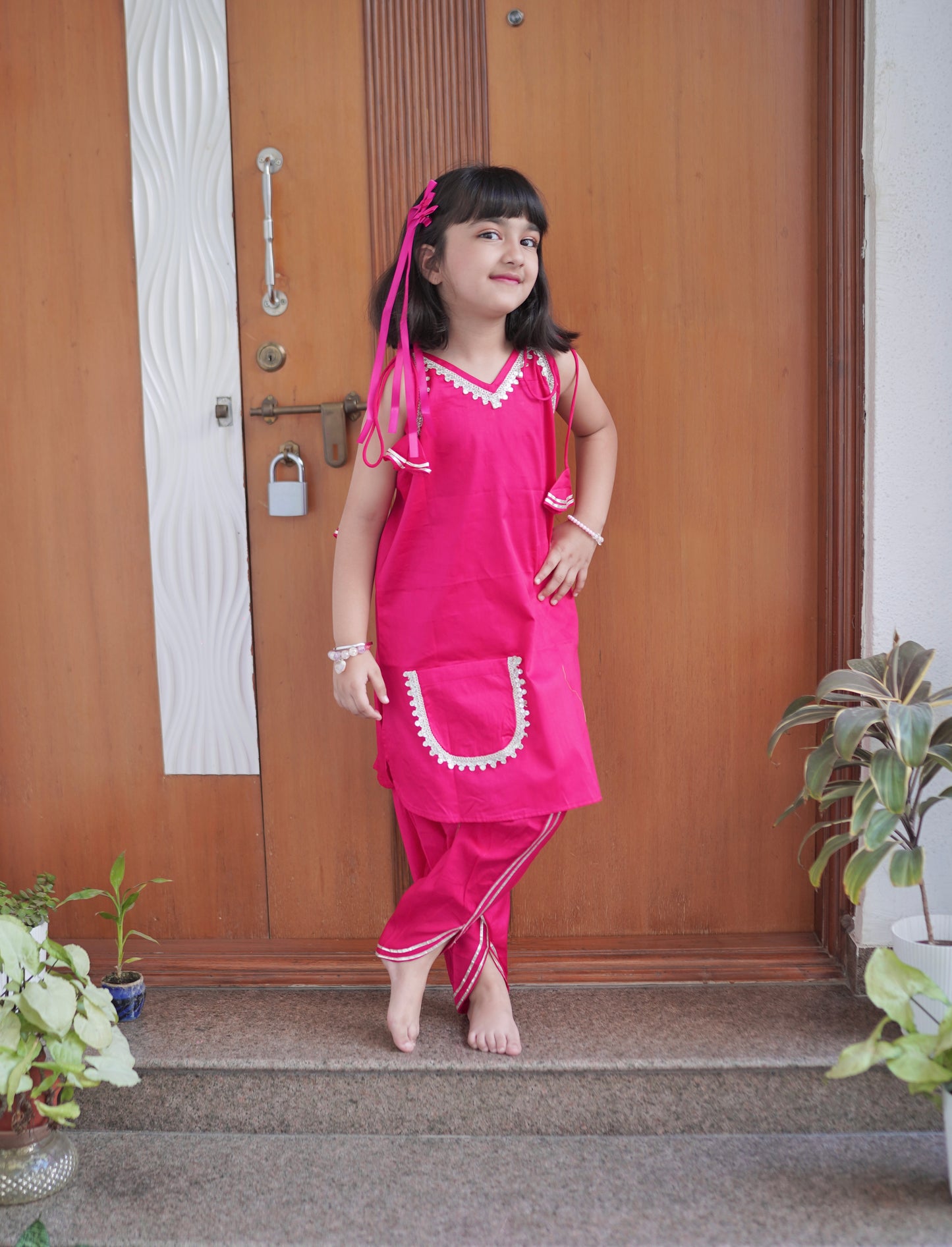 Gulabi Gudiya Girls Dhoti Set