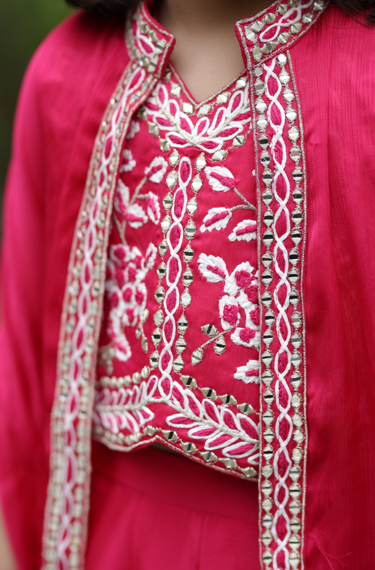 Cherry Blossom Girls Indowestern Cape Set