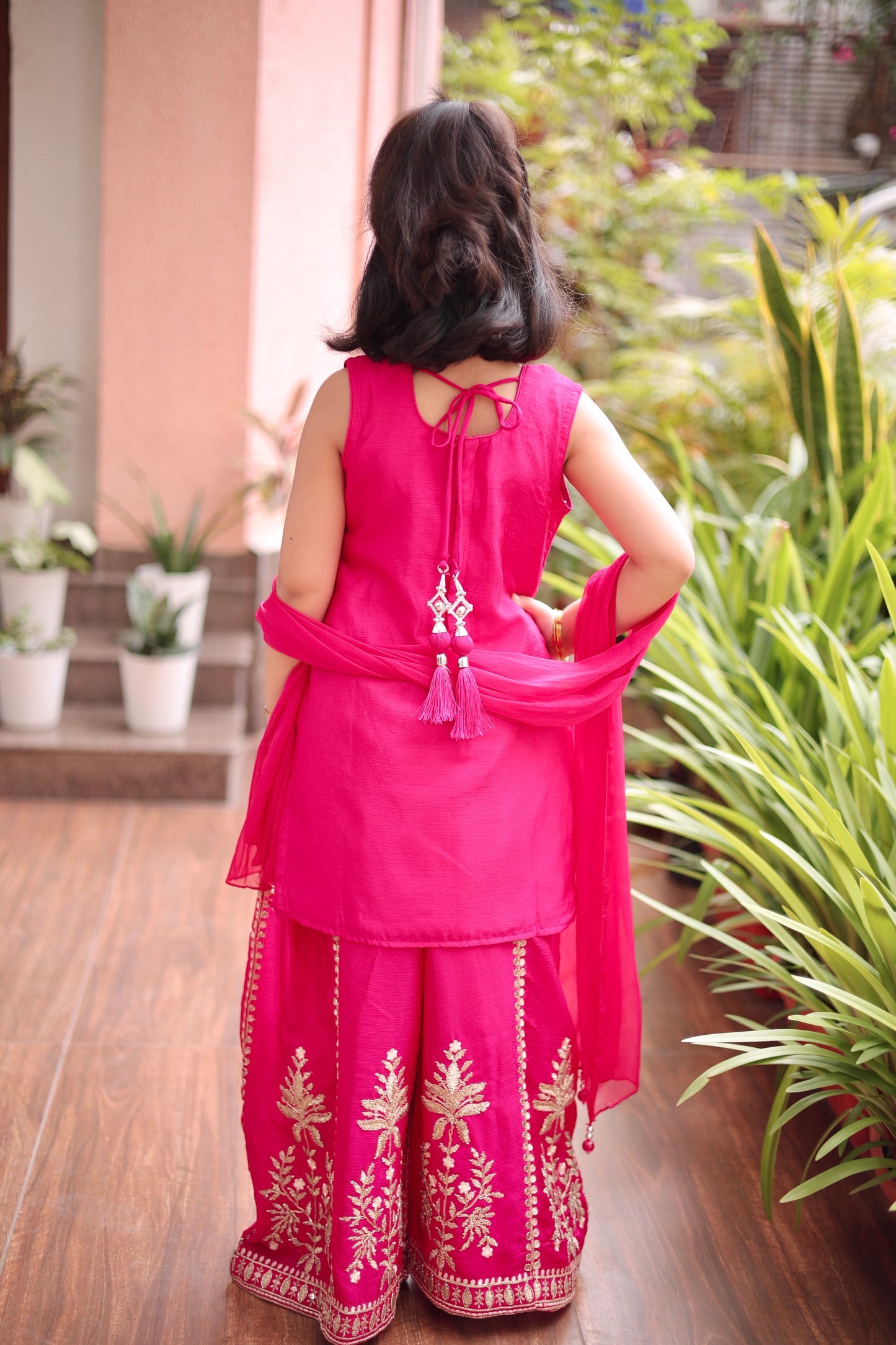 Pink Majesty Girls Sharara Set