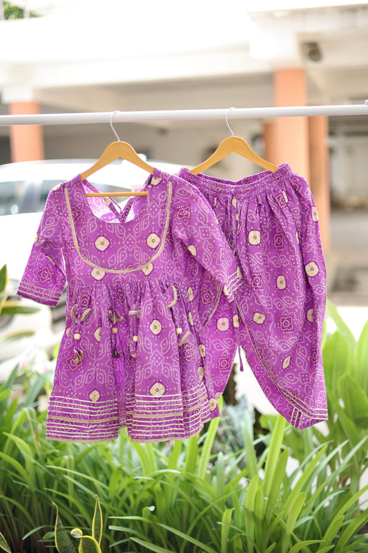 Purple Grace Girls Dhoti Set