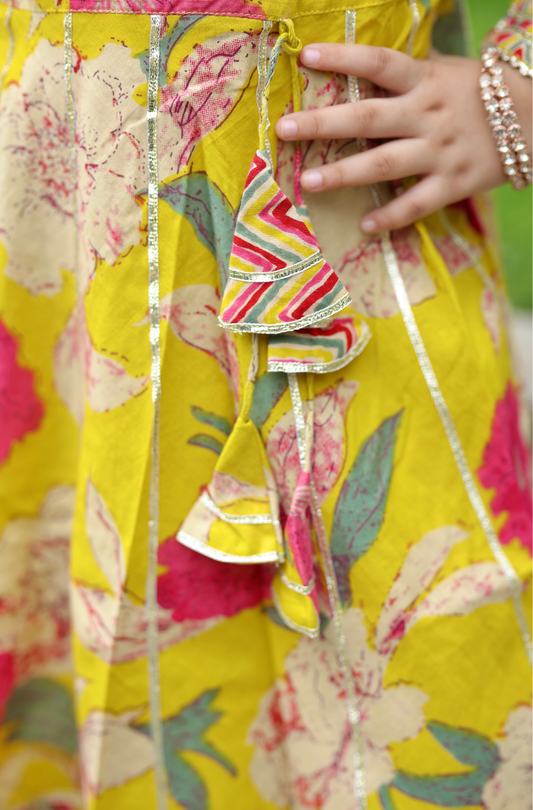 Floral Fiesta Girls Dhoti Kurta Set