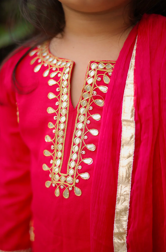 Gota Gulal Sharara Set – Girls festive Wear Cotton Set