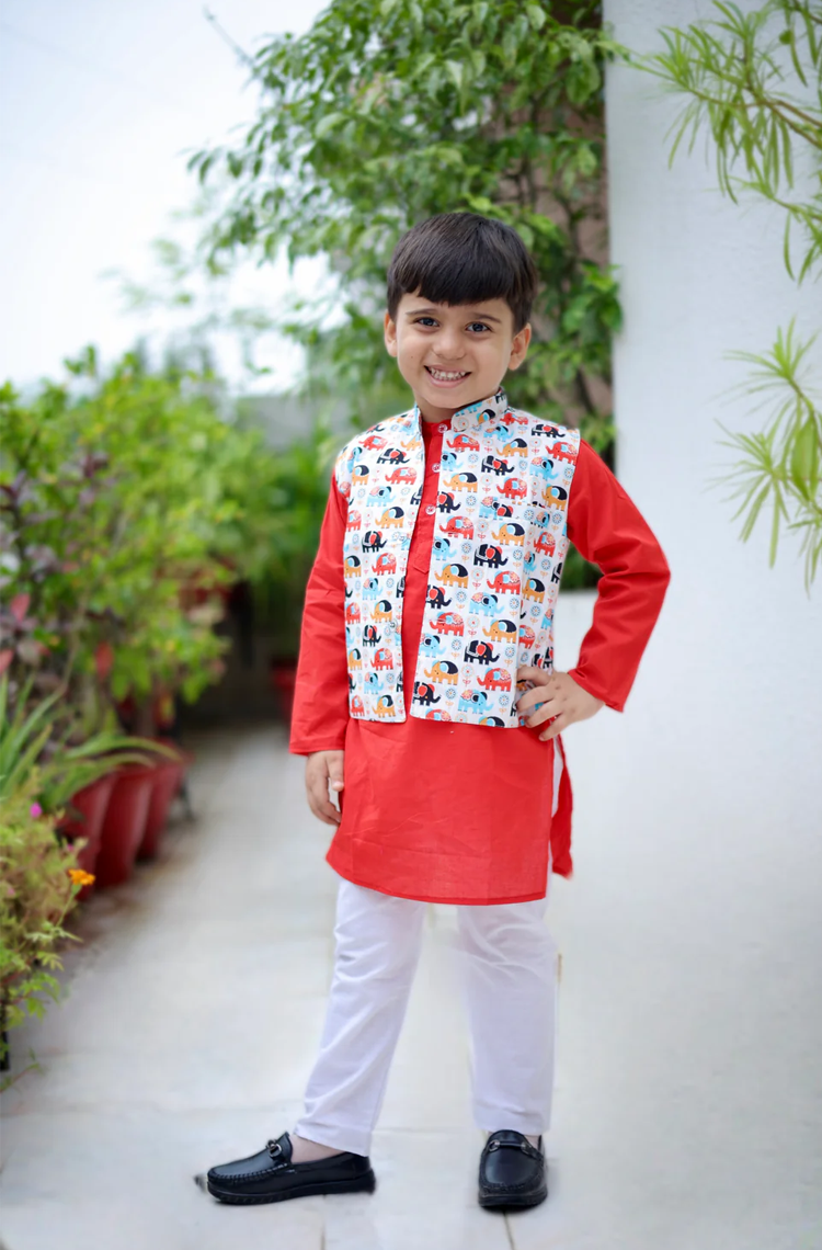 Haathi Hues Boys Kurta Set
