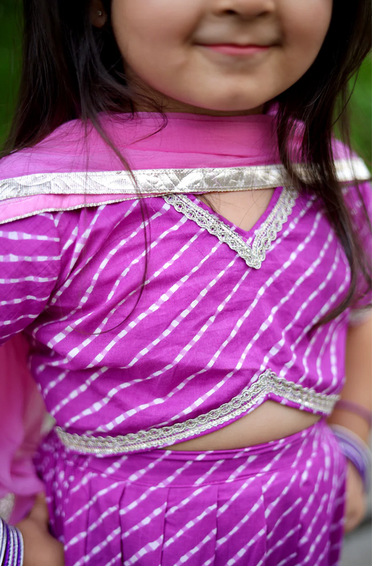 Jamuni Leheriya Girls Lehenga Set