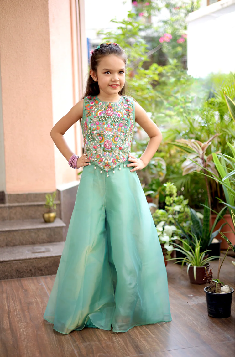 Meadow Mint Girls Palazzo Set