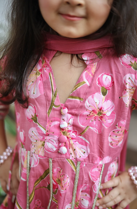 Phoolwari Pink Girls Sharara Set