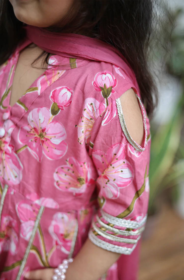 Phoolwari Pink Girls Sharara Set