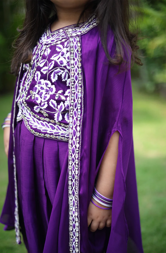Purple Patakha – Girls IndoWestern Set (3-Piece)