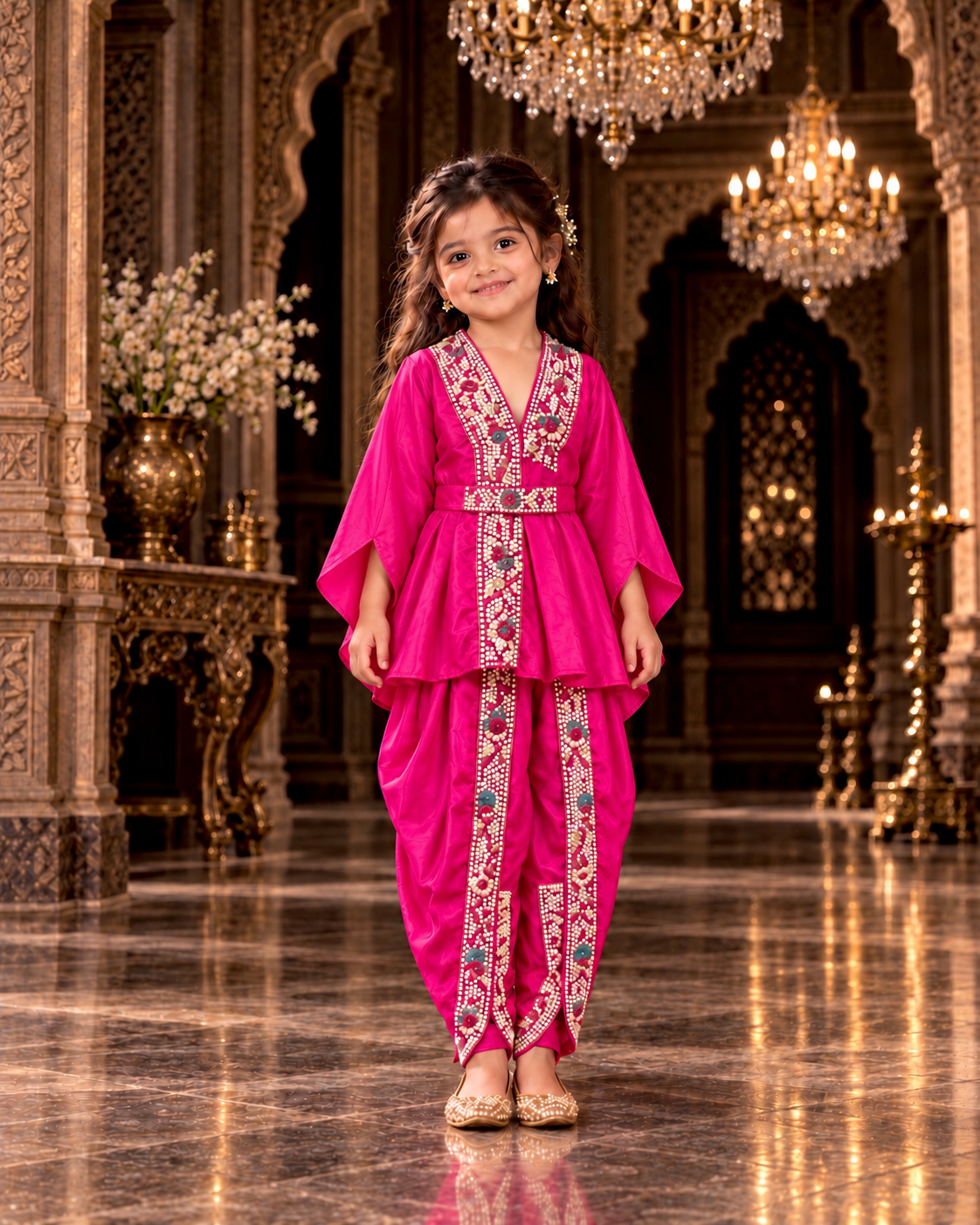 Gulposh Girls Dhoti Set