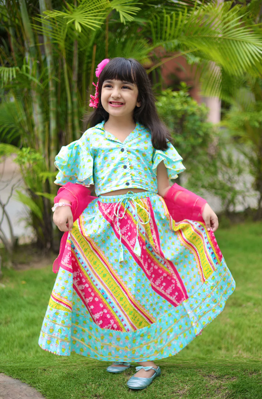 Boho Bandhani Girls Lehenga Set
