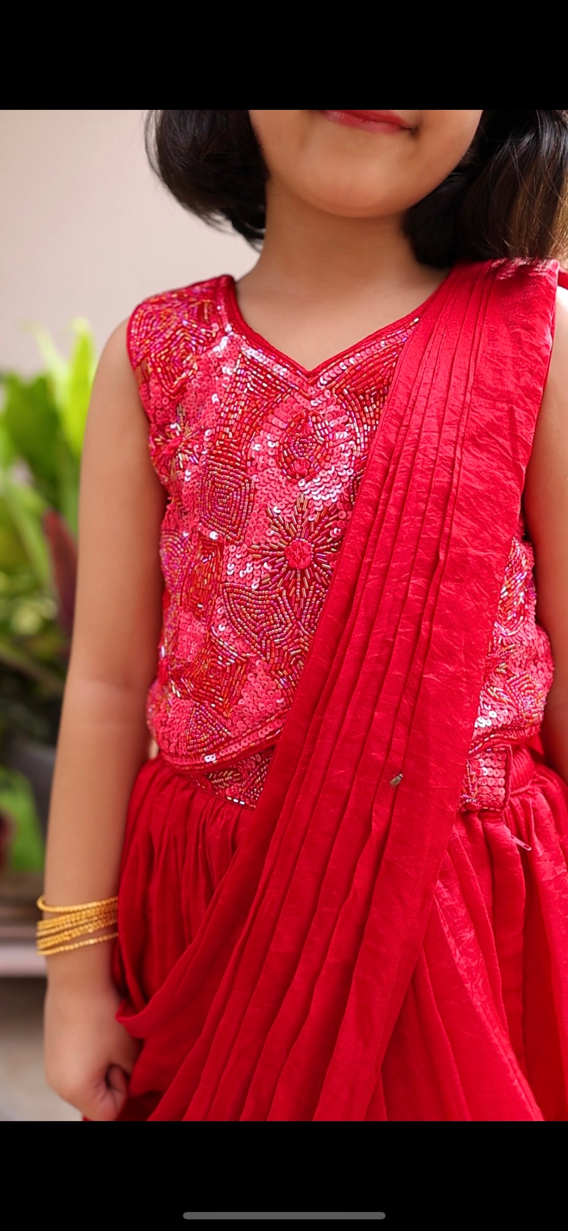 Ruby Raaga Girls Pre-Draped Saree