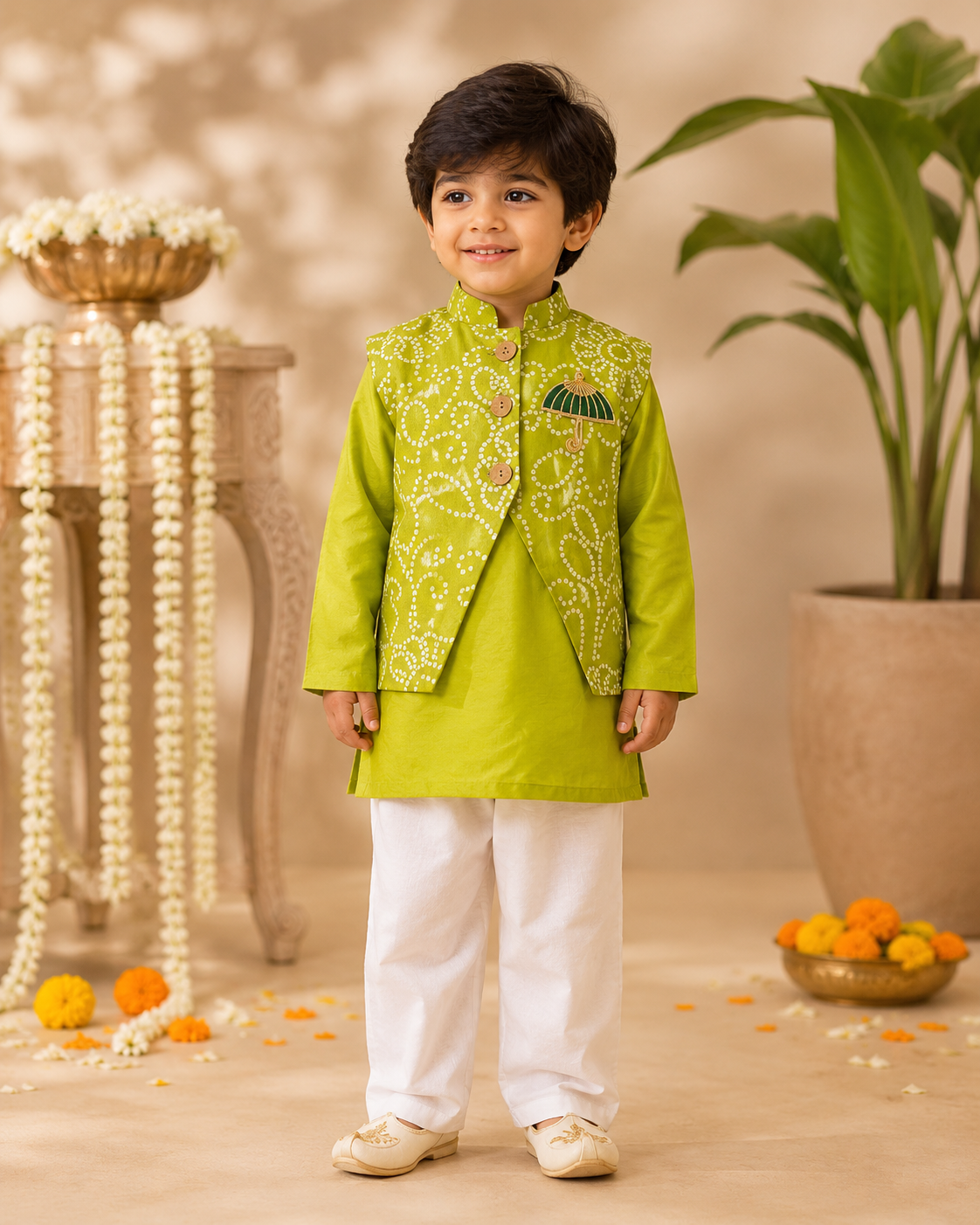 Megh Malhar Boys Jacket Set