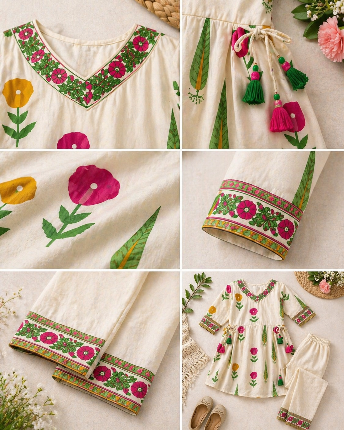 Gulbagh Tassel Girls Cord Set