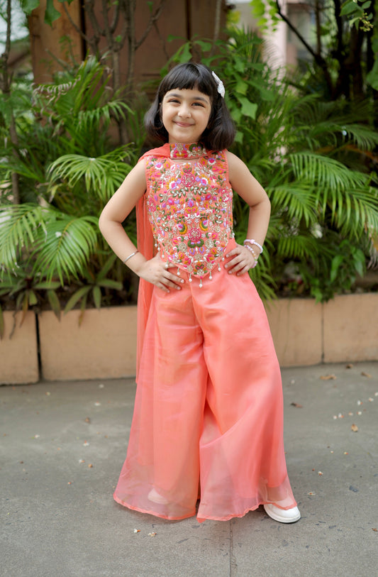 Peach Prism Girls Palazzo Set