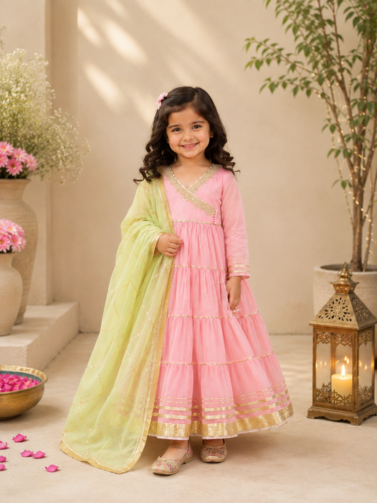Gulabi Noor Girls Anarkali Set