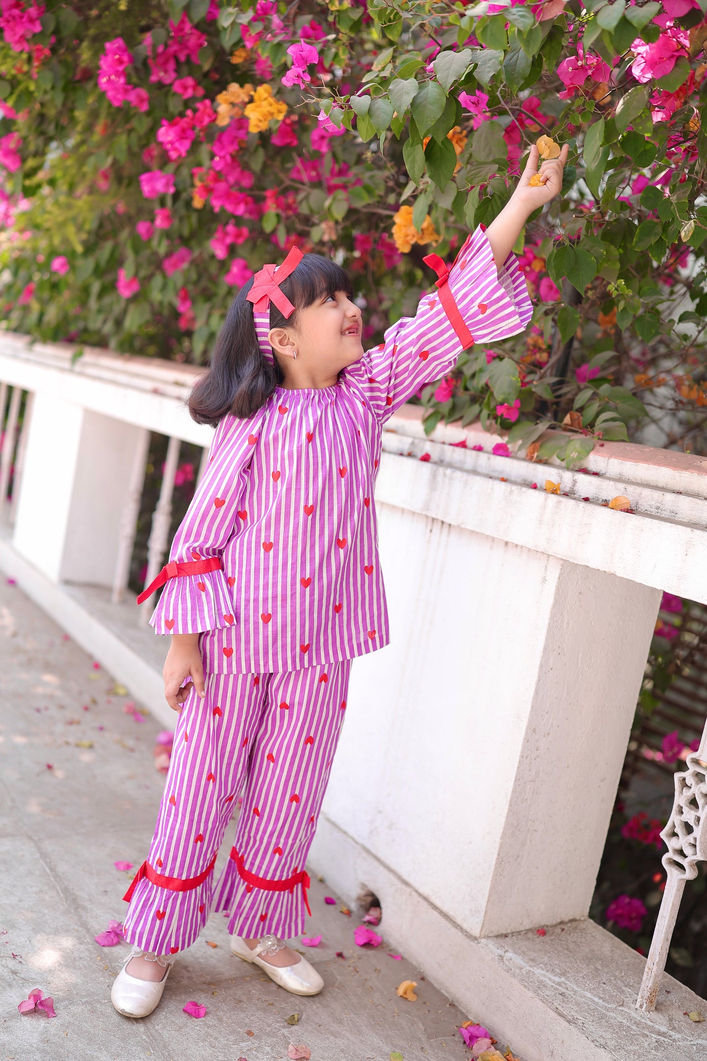 Heartstripe Snuggle Girls Nightsuit with Headband