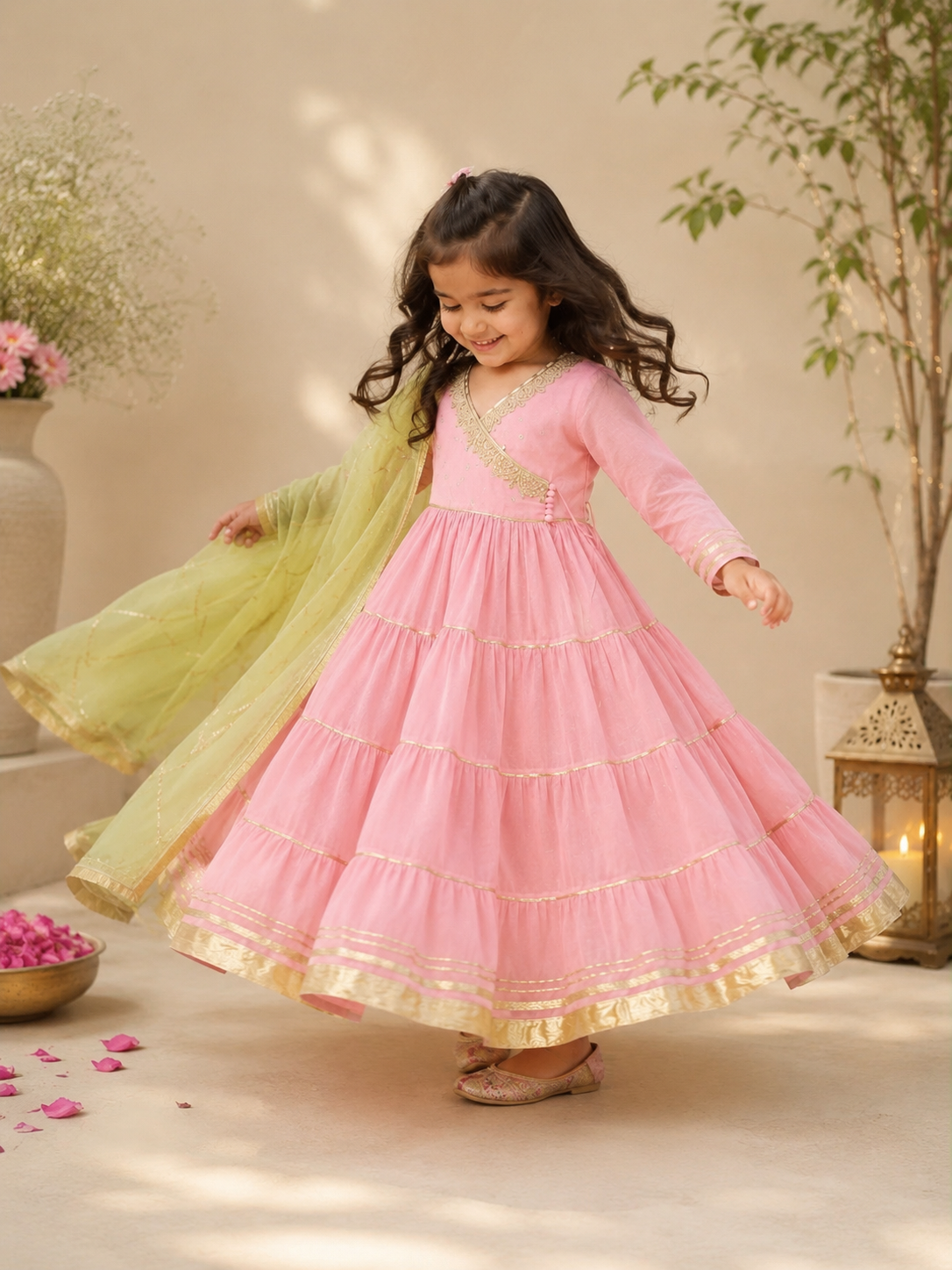 Gulabi Noor Girls Anarkali Set