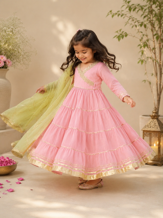 Gulabi Noor Girls Anarkali Set