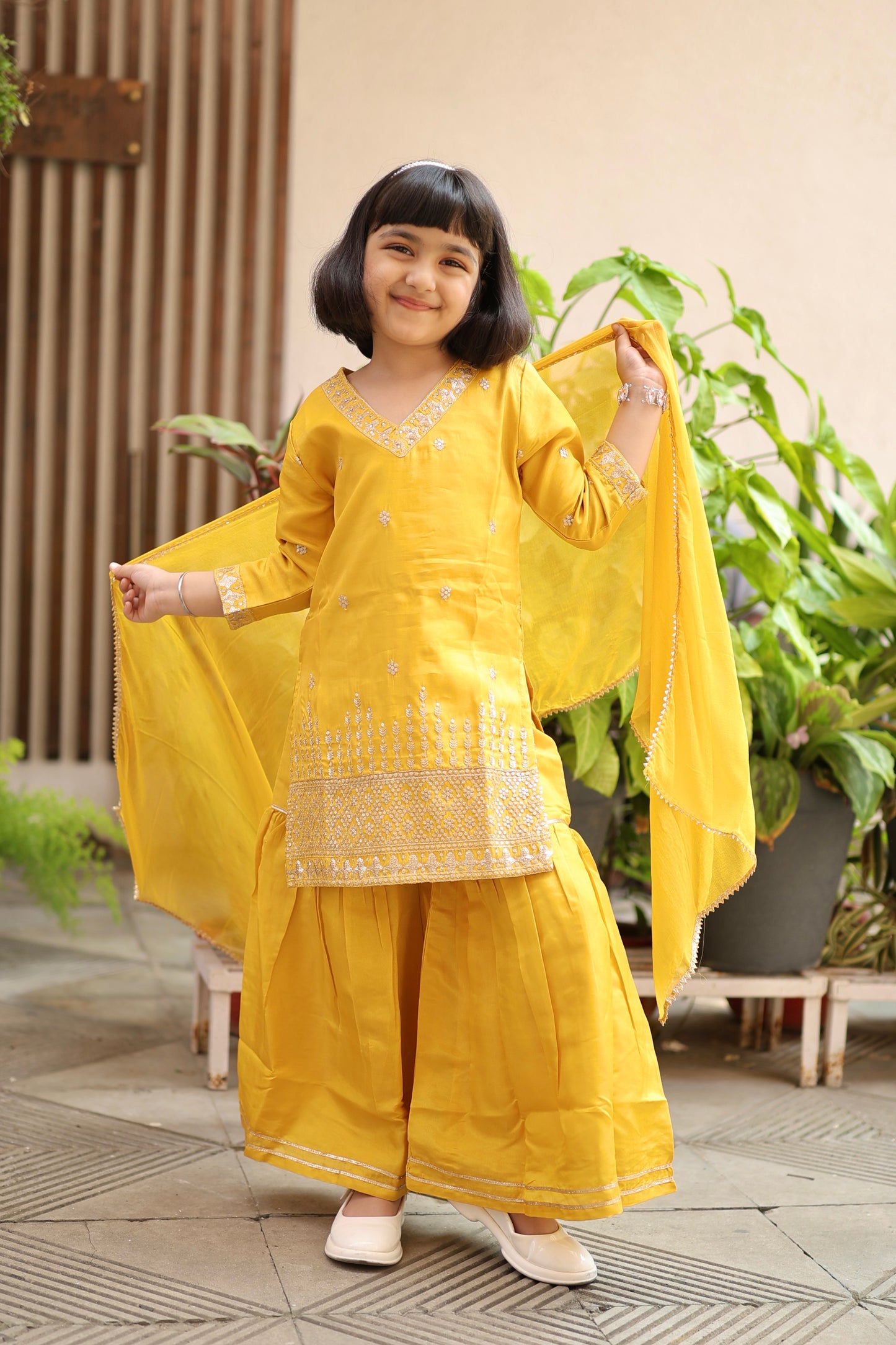 Golden Glee Girls Sharara Set