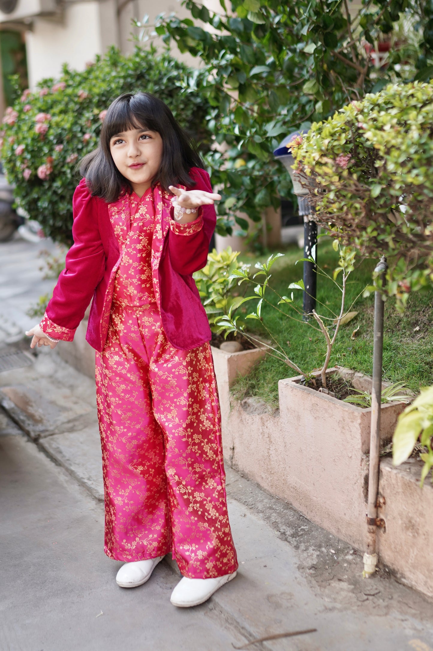 Zarika Brocade Girls 3 piece Jacket Set
