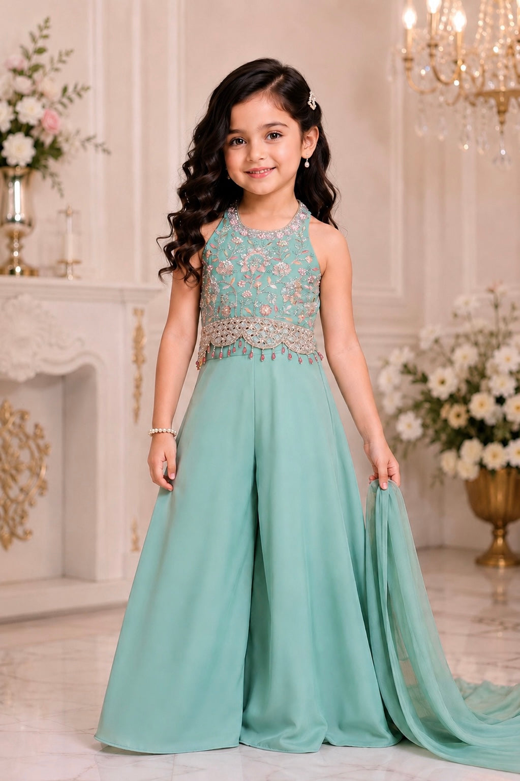Seafoam Serenade Girls Palazzo Set