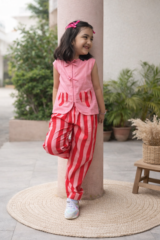 Sweetheart Stripes Girls Co-ord Set