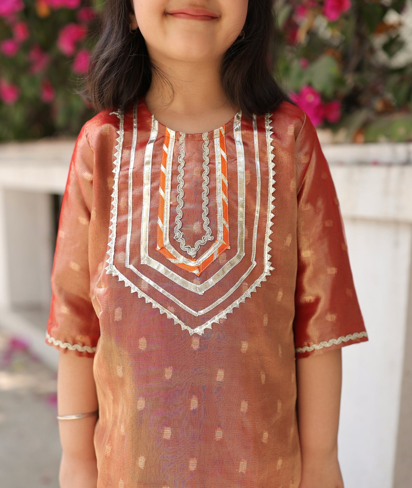 Rust Royale Girls Kurta Set