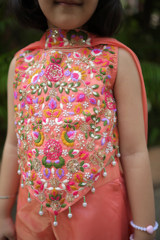 Peach Prism Girls Palazzo Set