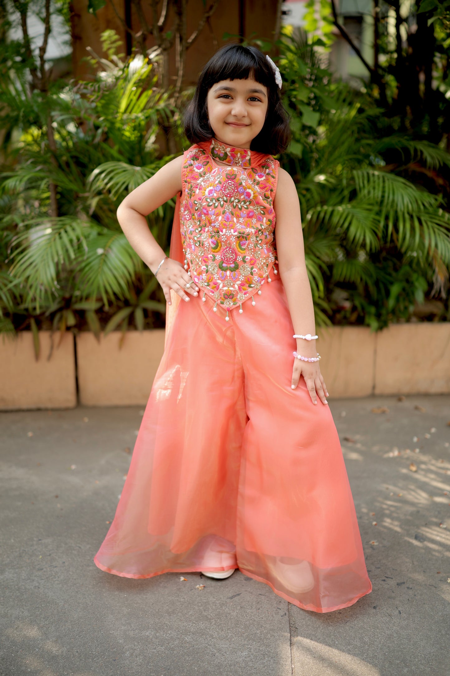 Peach Prism Girls Palazzo Set