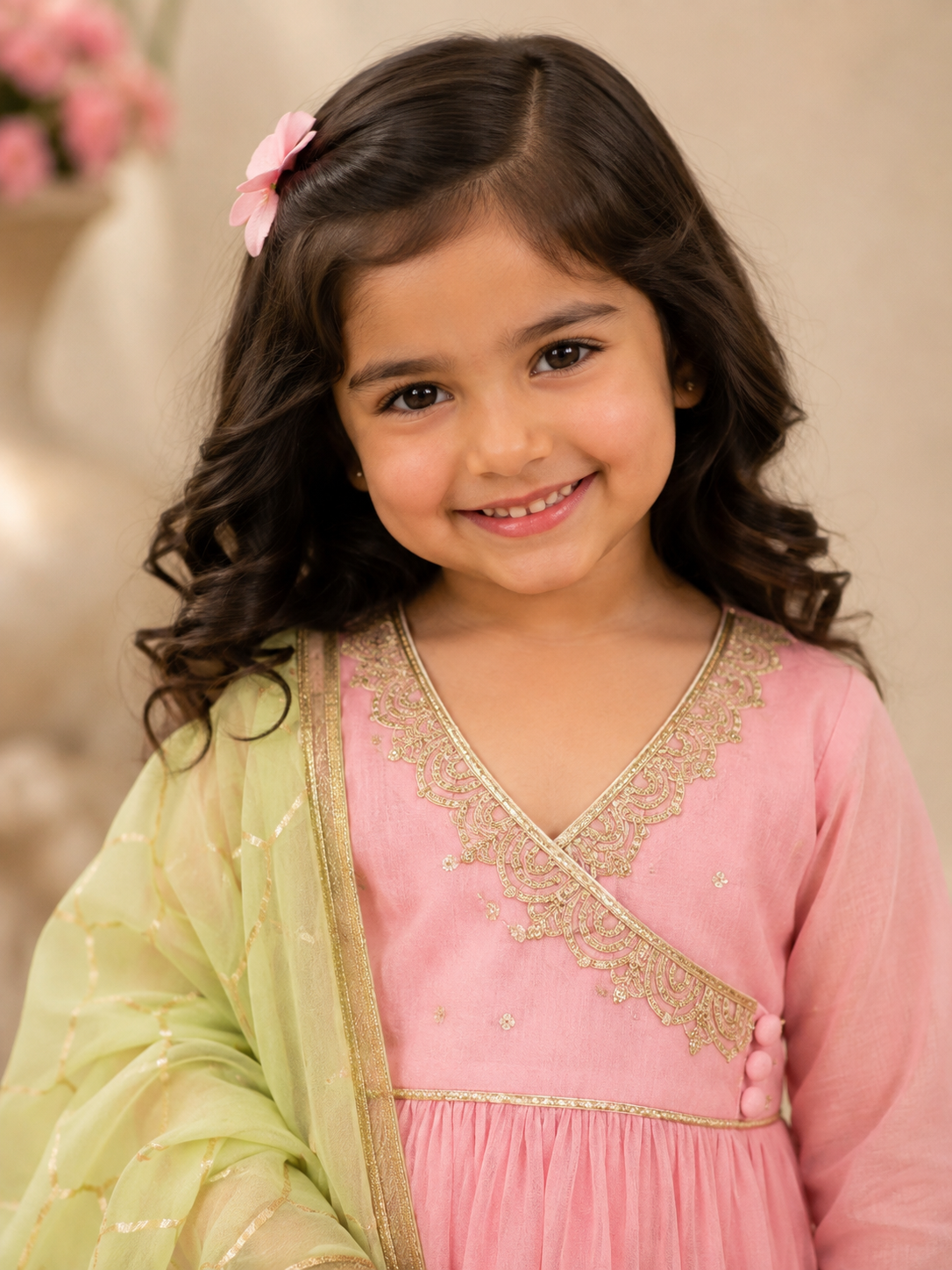 Gulabi Noor Girls Anarkali Set