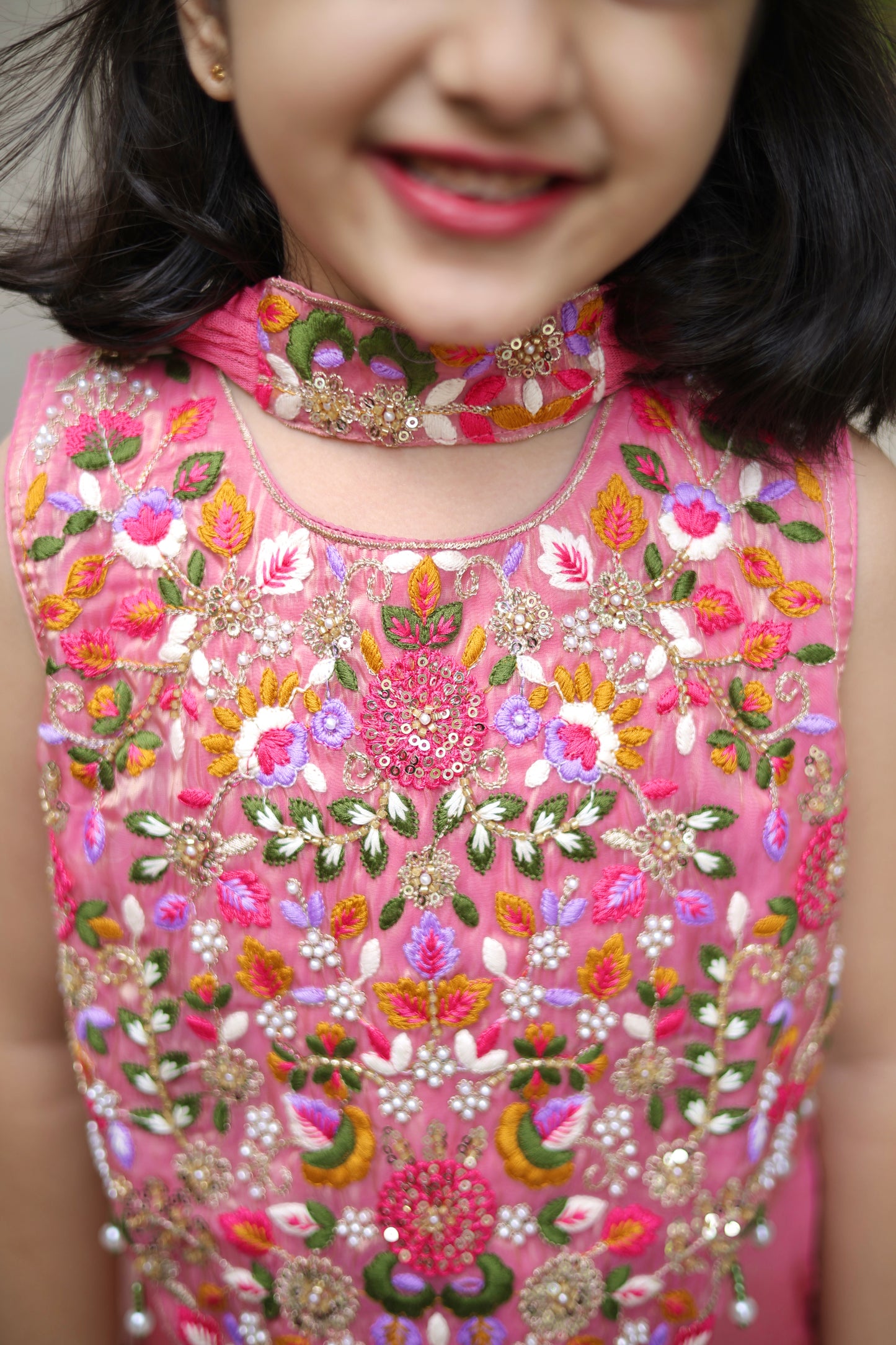 Roseate Charm Girls Palazzo Set