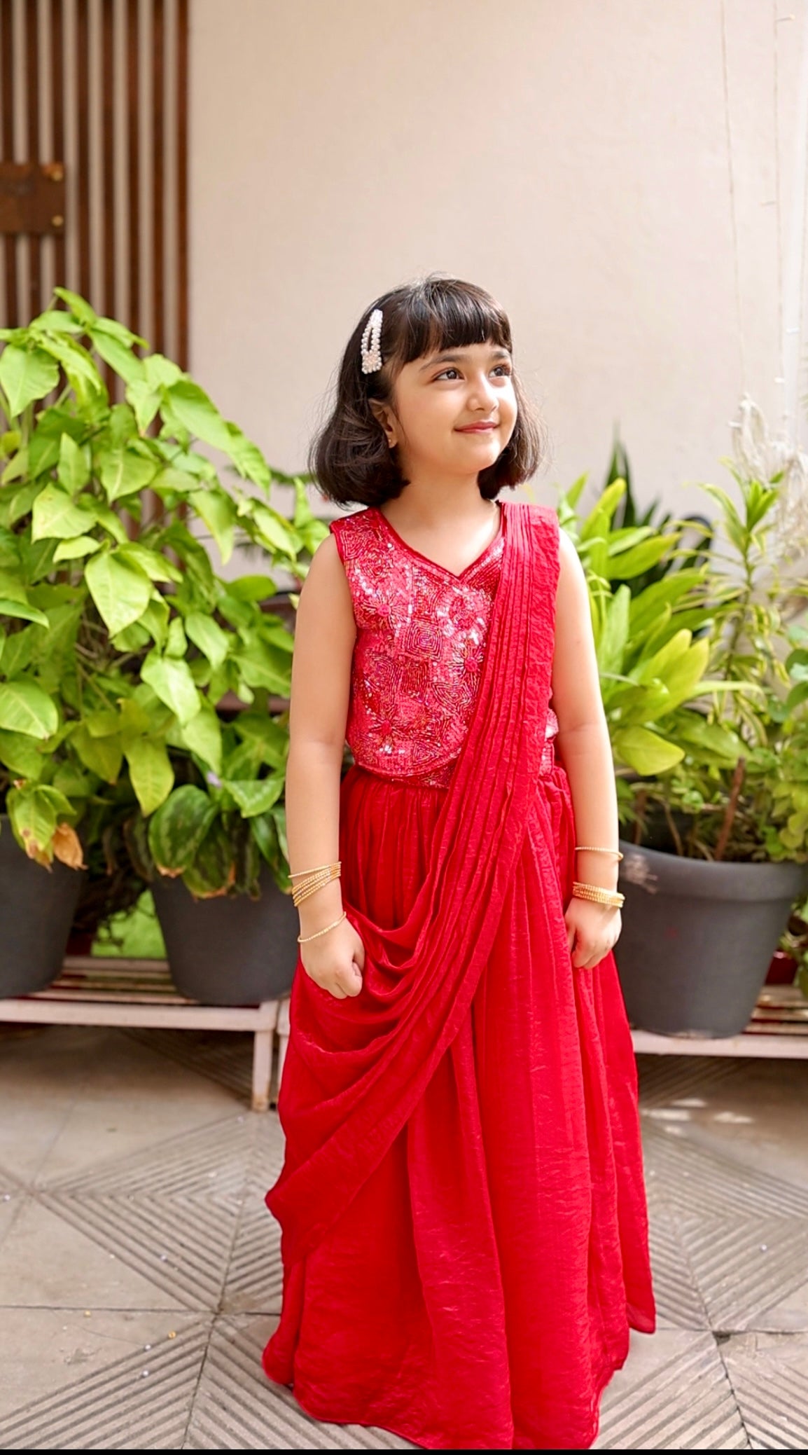 Ruby Raaga Girls Pre-Draped Saree