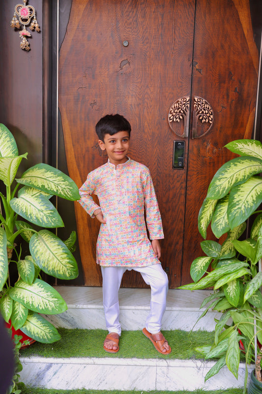 Rainbow Weave Boys Kurta Set