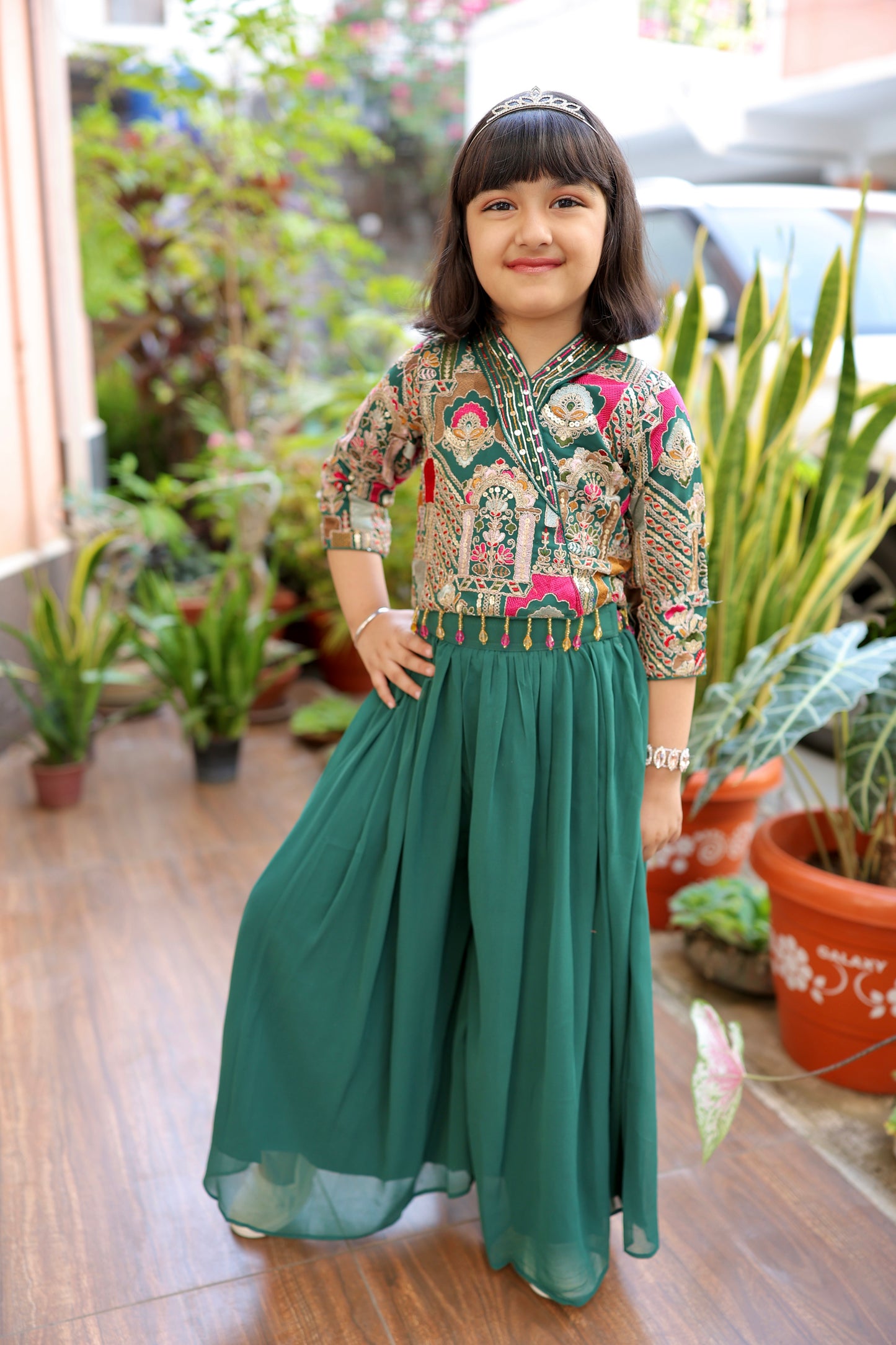 Emerald Enchant Girls Palazzo Set