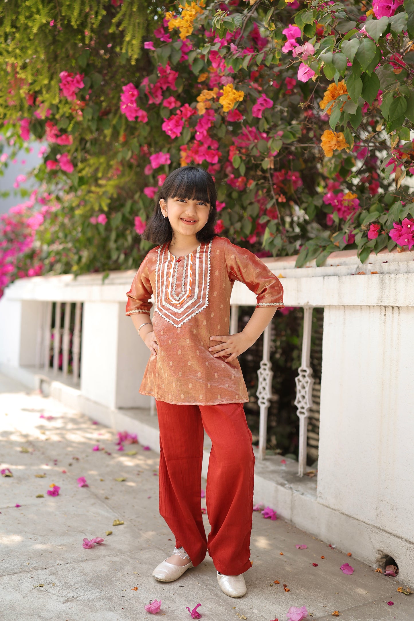 Rust Royale Girls Kurta Set