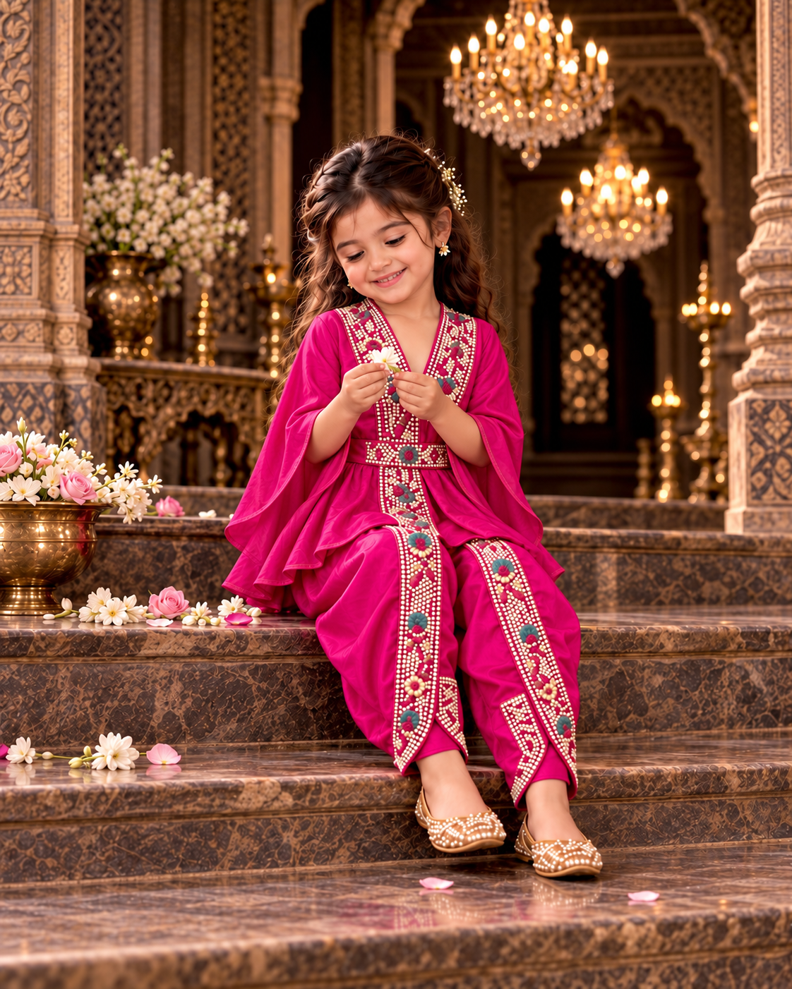 Gulposh Girls Dhoti Set