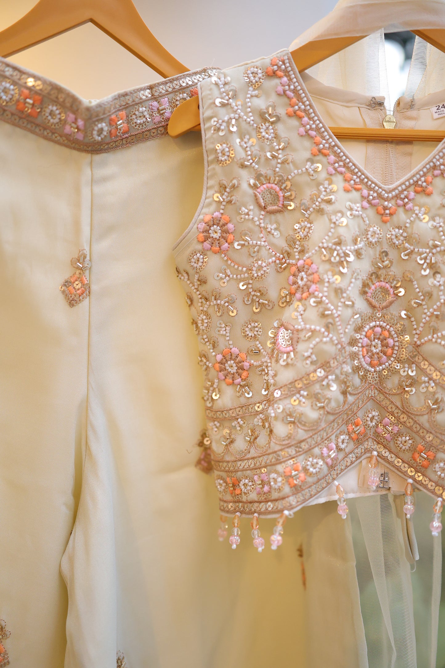 Ivory Eleganza Palazzo Set with sleeves