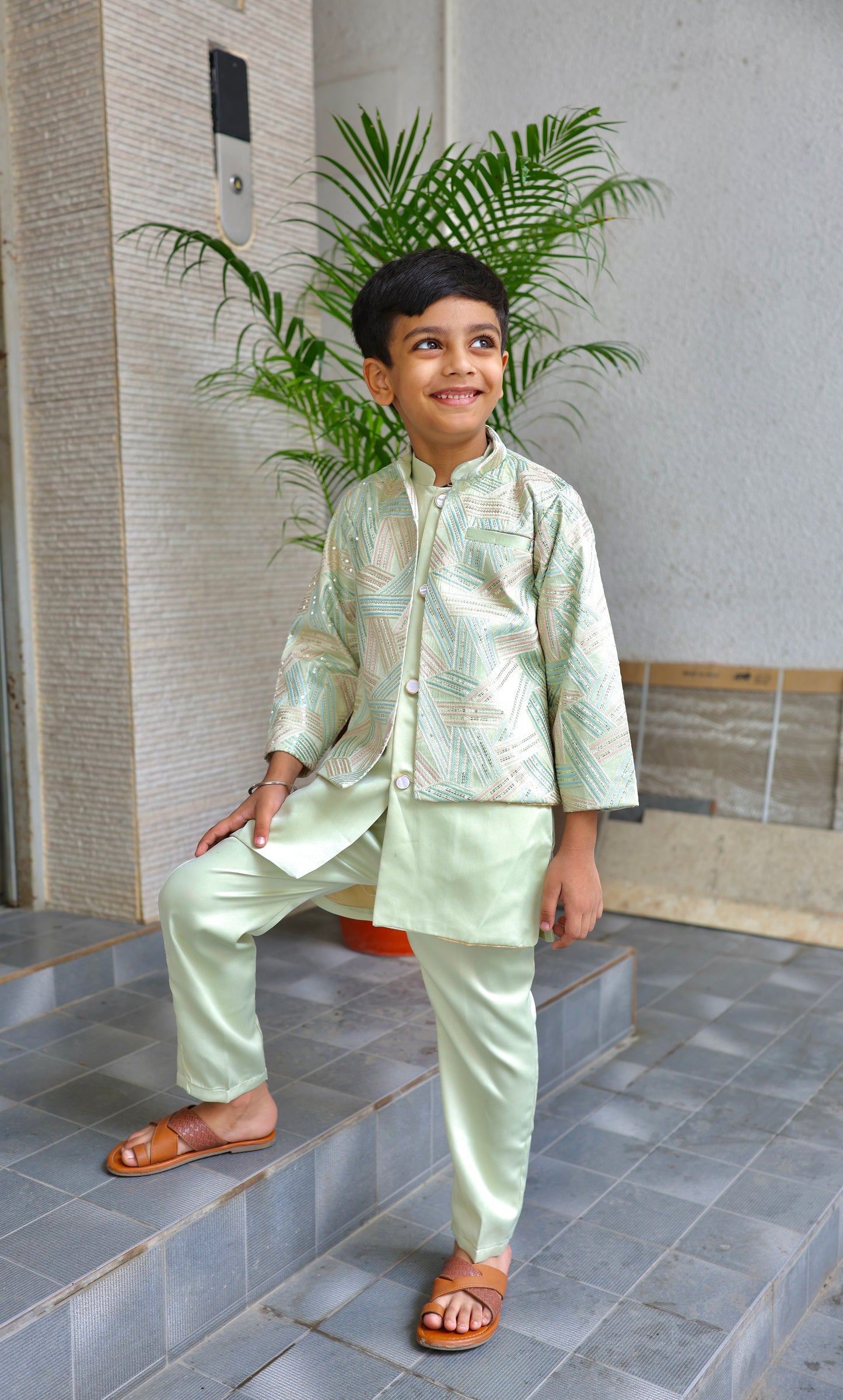 Mint Mosaic Boys Jodhpuri Set